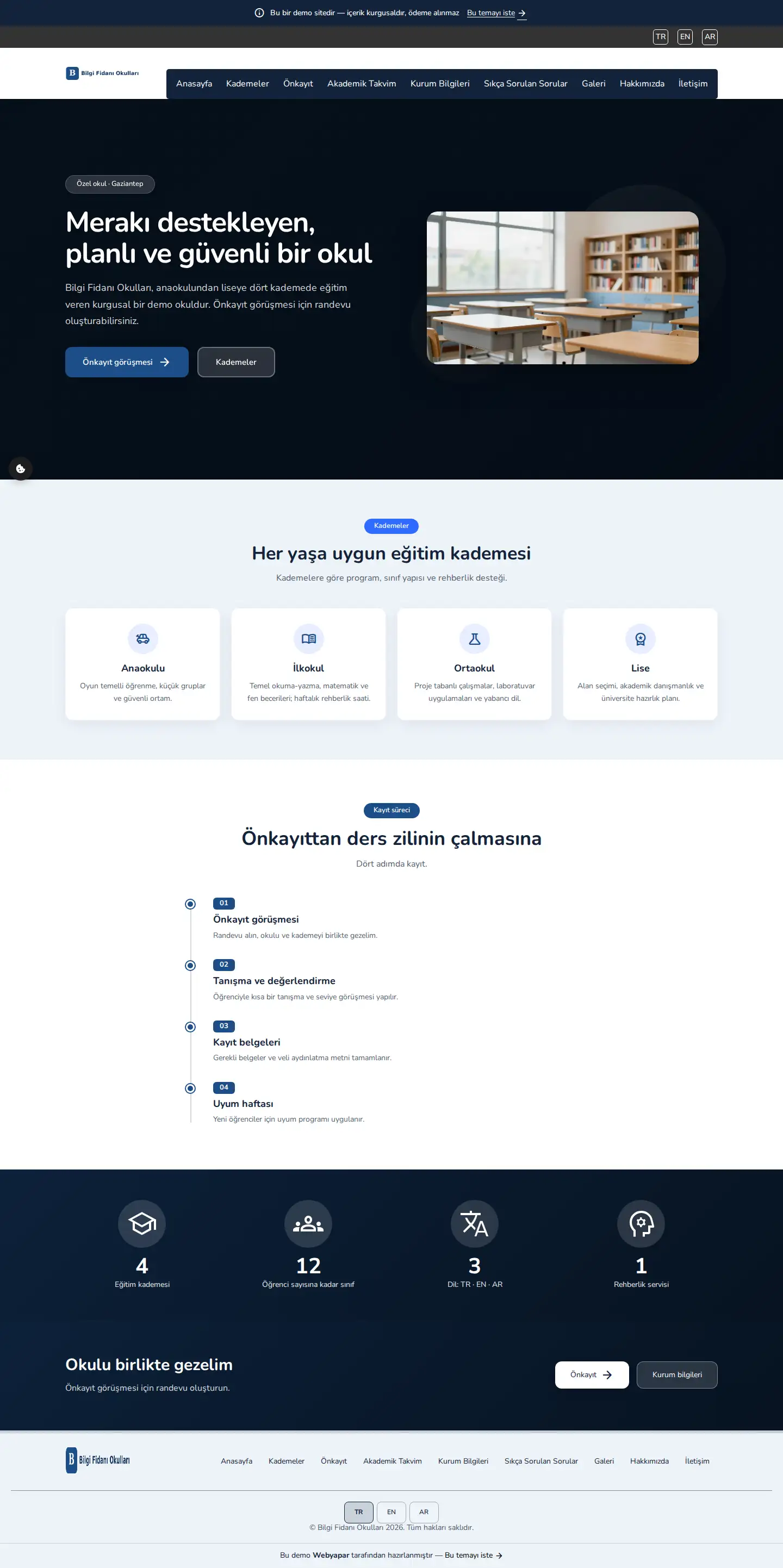Bilgi Fidanı Okulları — desktop screenshot