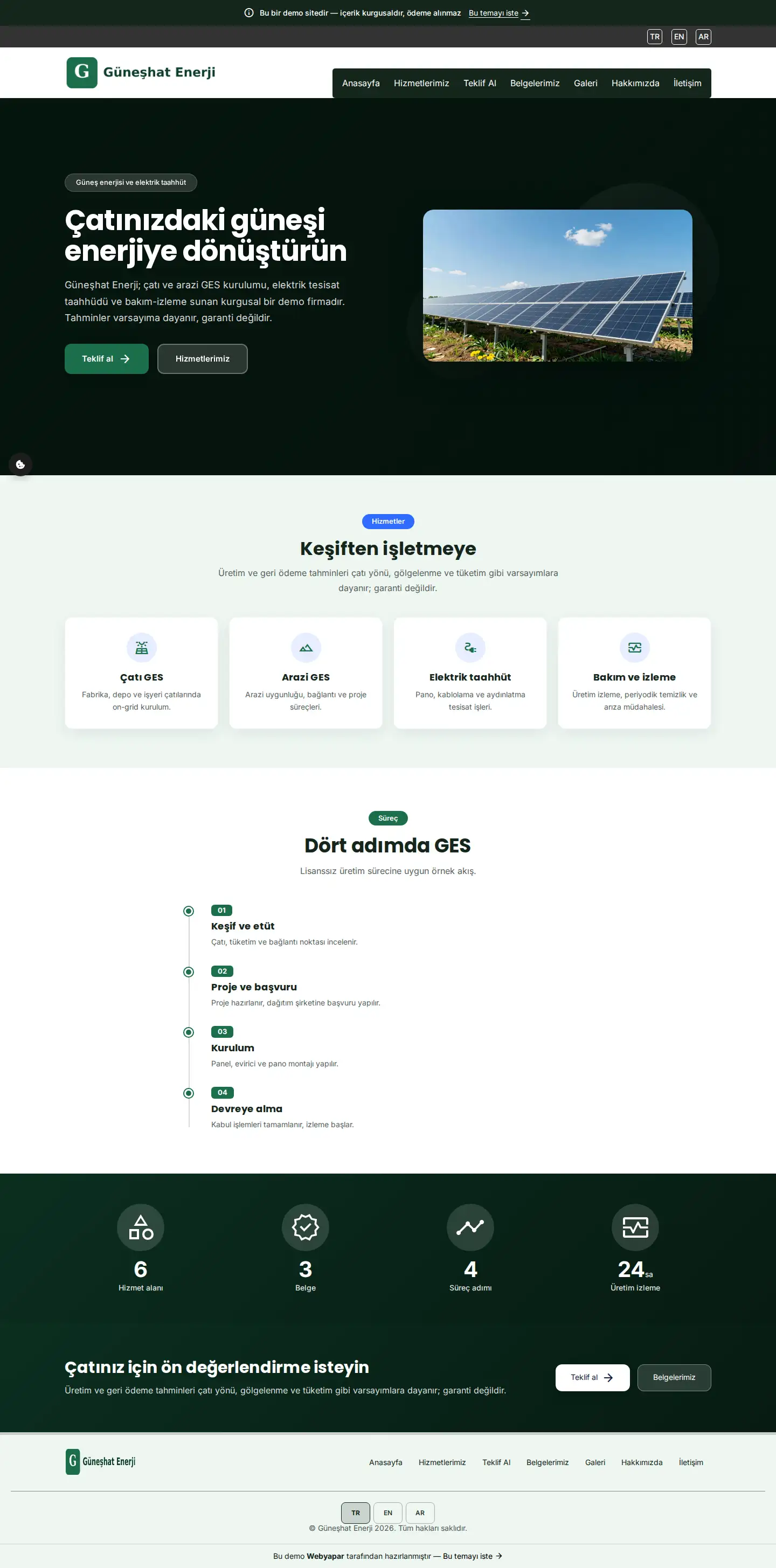 Güneşhat Enerji — desktop screenshot